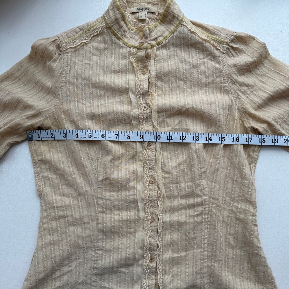 Mango Cream Lace High Neck Blouse Victorian Edwardian Cottagecore Prairie Size 8 - Picture 4 of 11